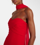 Self-Portrait Floral-appliqué scarf-detail gown