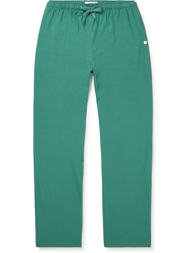 Photo: Derek Rose - Basel Stretch Micro Modal Jersey Pyjama Trousers - Green