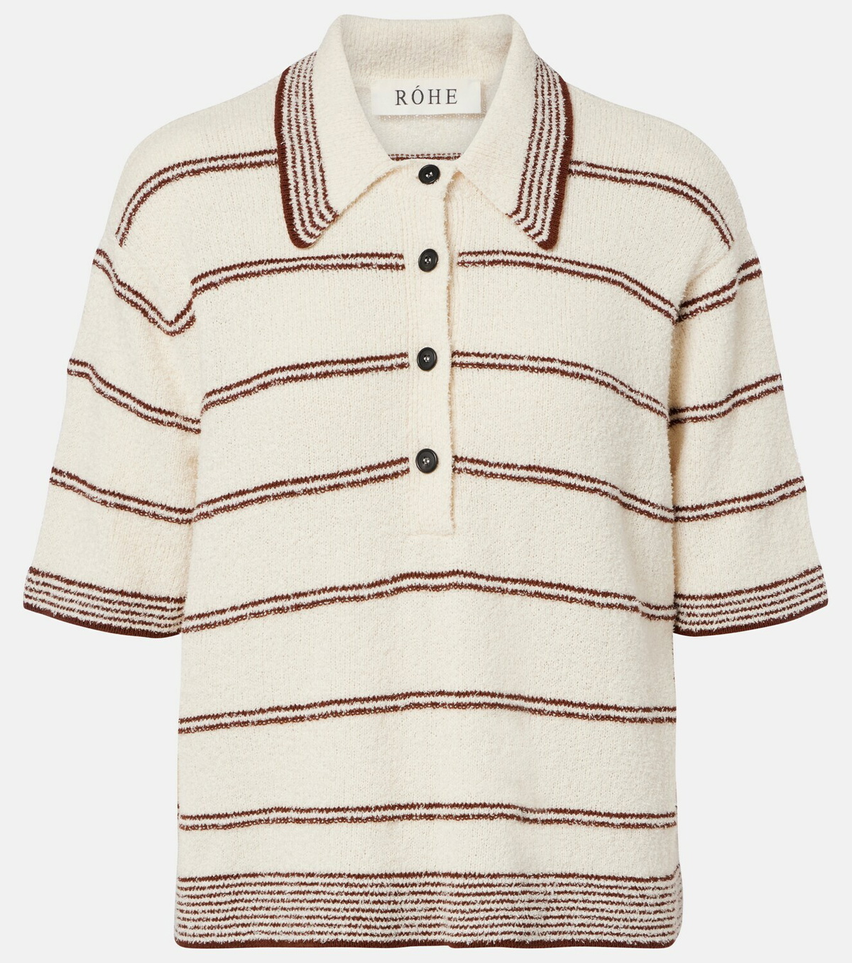 Róhe Striped cotton-blend polo shirt