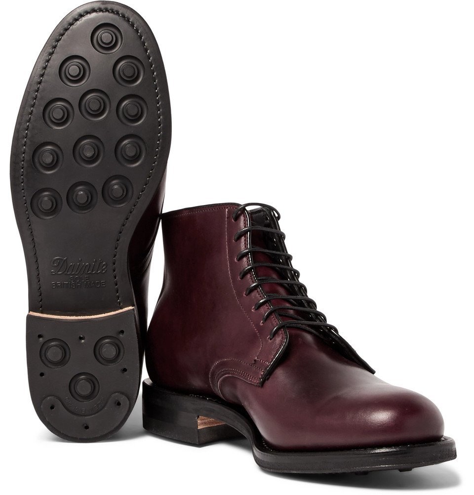 Viberg - Leather Derby Boots - Men - Burgundy