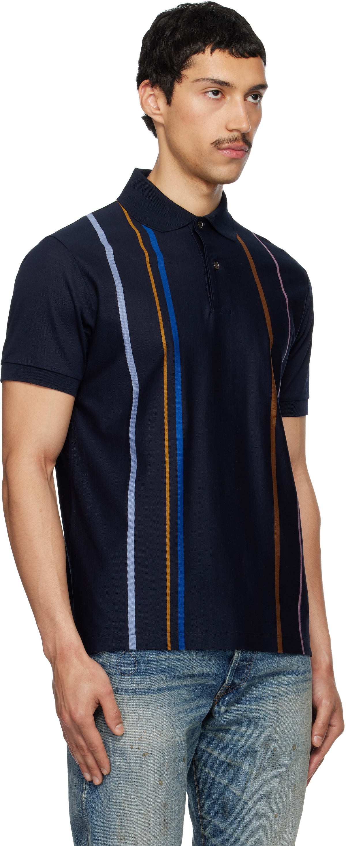 Paul Smith Navy Stripe Cotton Polo