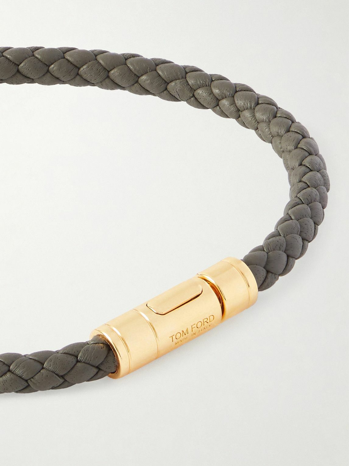 TOM FORD - Woven Leather and Gold-Tone Bracelet - Green
