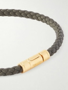 TOM FORD - Woven Leather and Gold-Tone Bracelet - Green