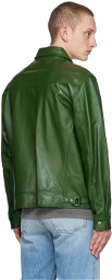thisisneverthat Green Zip Leather Jacket