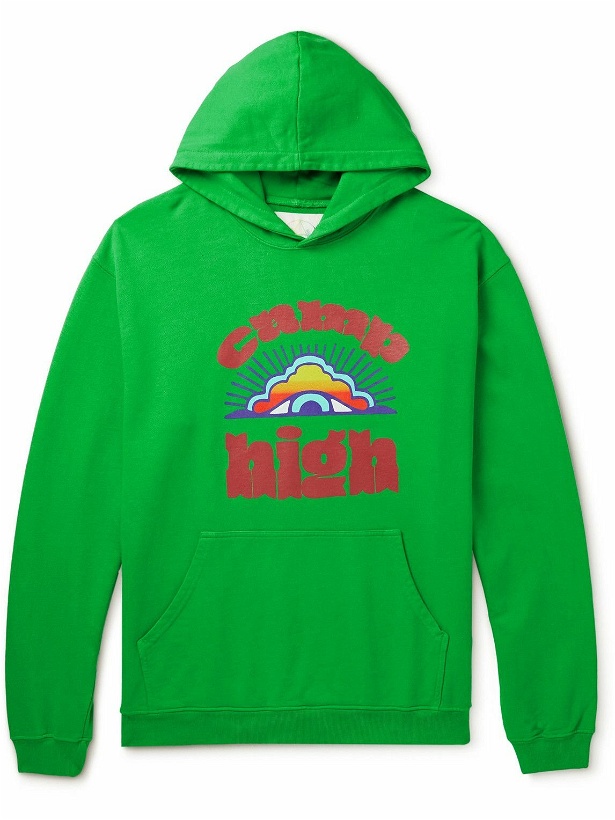 Photo: Camp High - Printed Cotton-Jersey Hoodie - Green