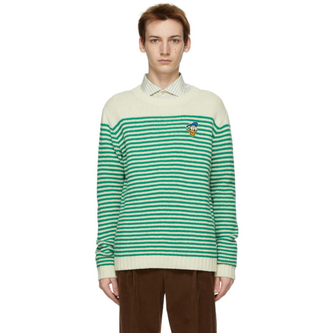 Photo: Gucci Beige and Green Disney Edition Striped Donald Duck Sweater