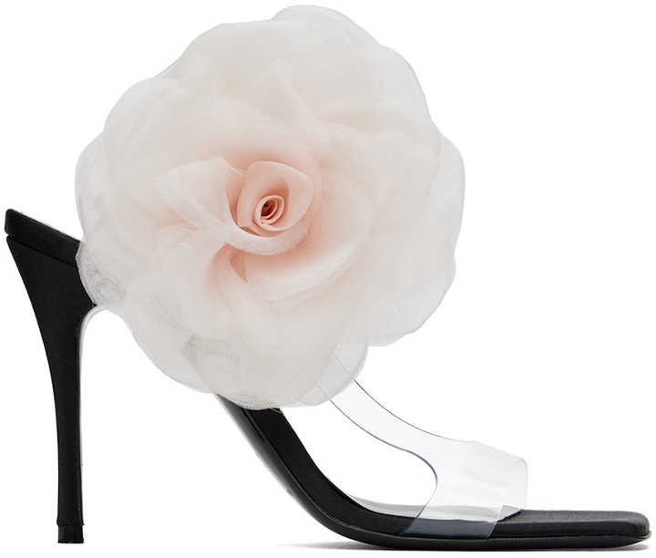 Photo: Magda Butrym Black Organza Flower Heeled Sandals