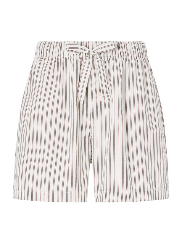 Photo: TEKLA - Straight-Leg Striped Organic Cotton-Poplin Shorts - Neutrals