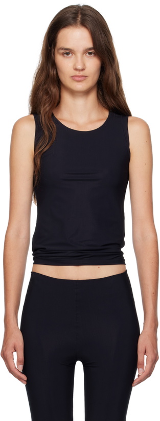 Photo: Jil Sander Black Round Neck Sleeveless Tank Top