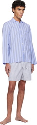 Tekla Blue Poplin Long-Sleeved Pyjama Shirt