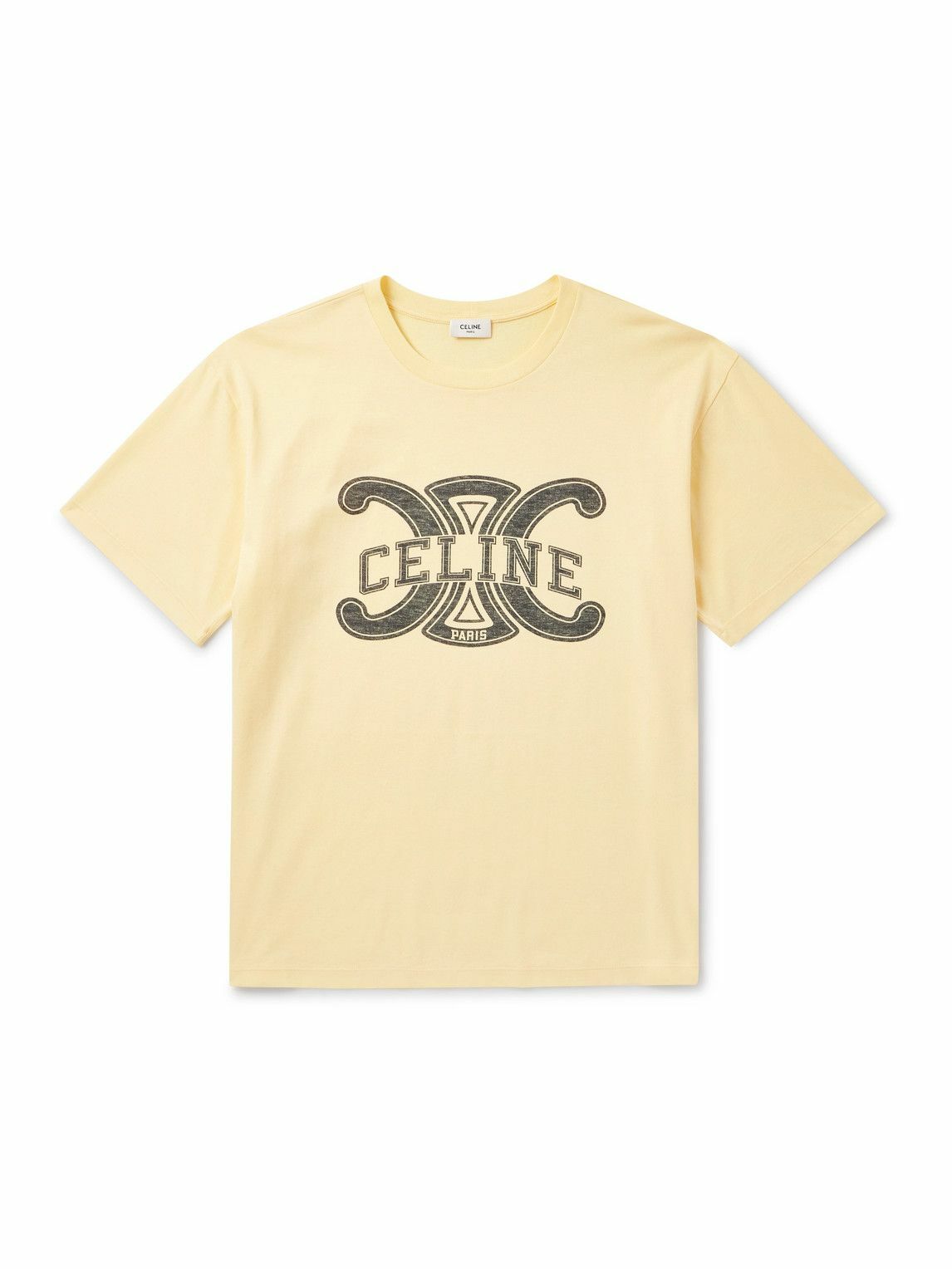 CELINE - Logo-Print Cotton-Jersey T-Shirt - Yellow