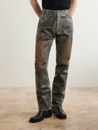 424 - Straight-Leg Leather Trousers - Silver