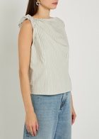 Rohe Draped Striped Silk and Cotton-blend top White