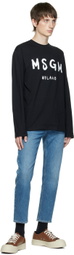 MSGM Black Printed Long Sleeve T-Shirt