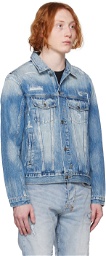 Ksubi Blue Distressed Denim Jacket