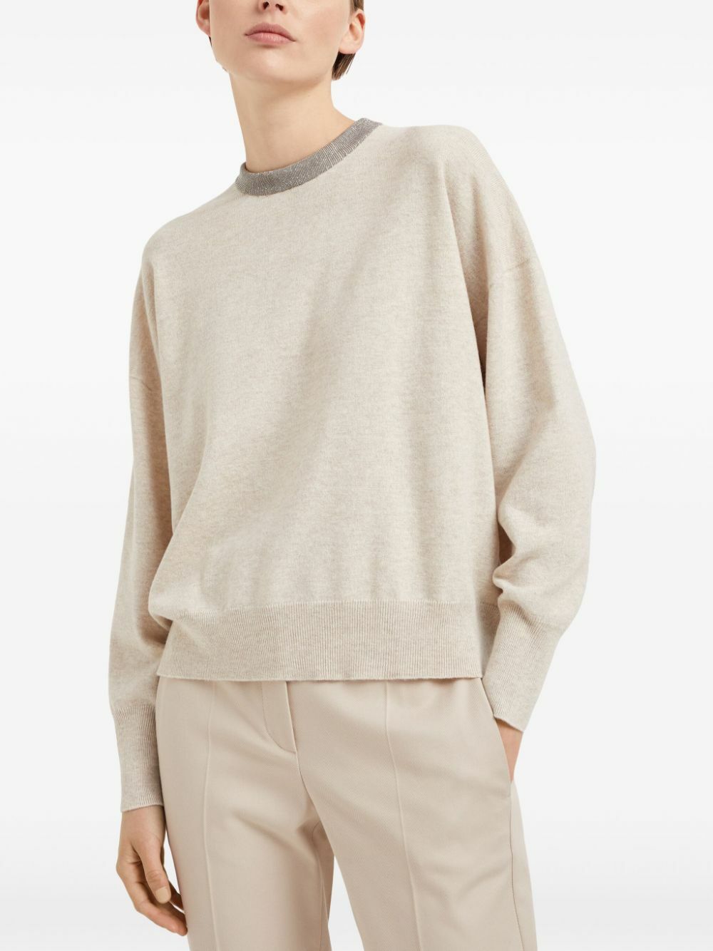 Brunello Cucinelli Beige Cashmere Sweat-shirt