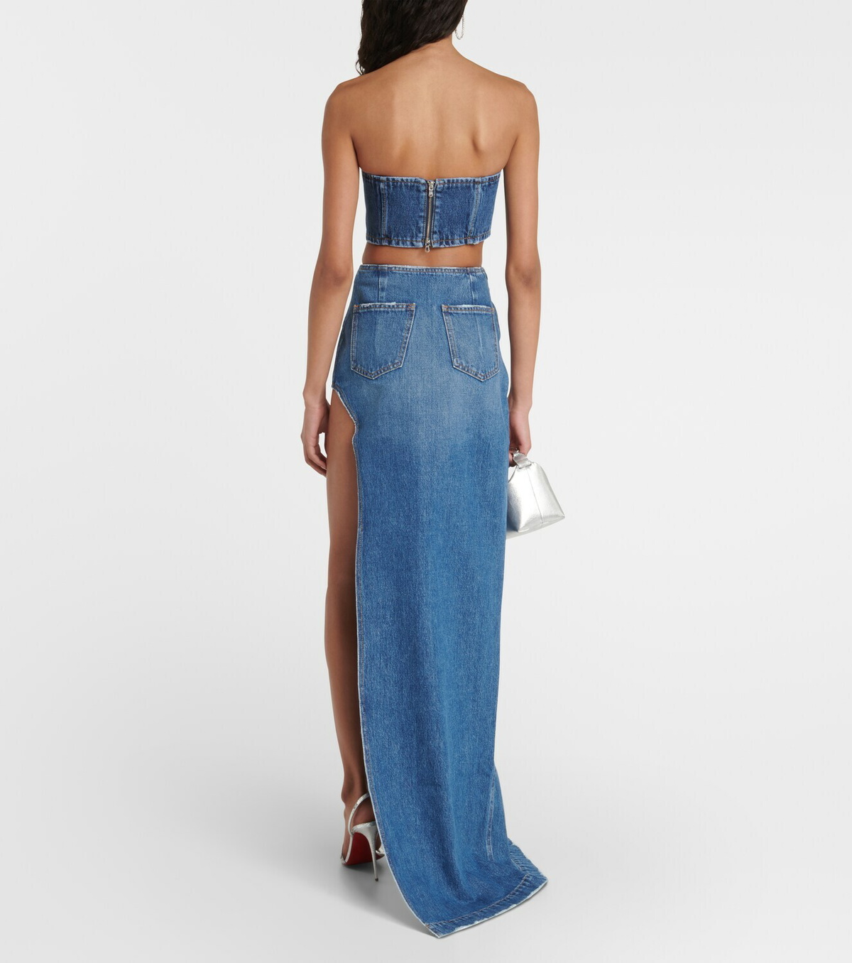 M not Side slit Denim Maxi Skirt Monot