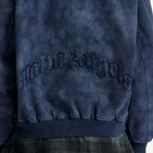 Palm Angels Men's Curved Logo Indigo Bomber Jacket in Indigo Blue