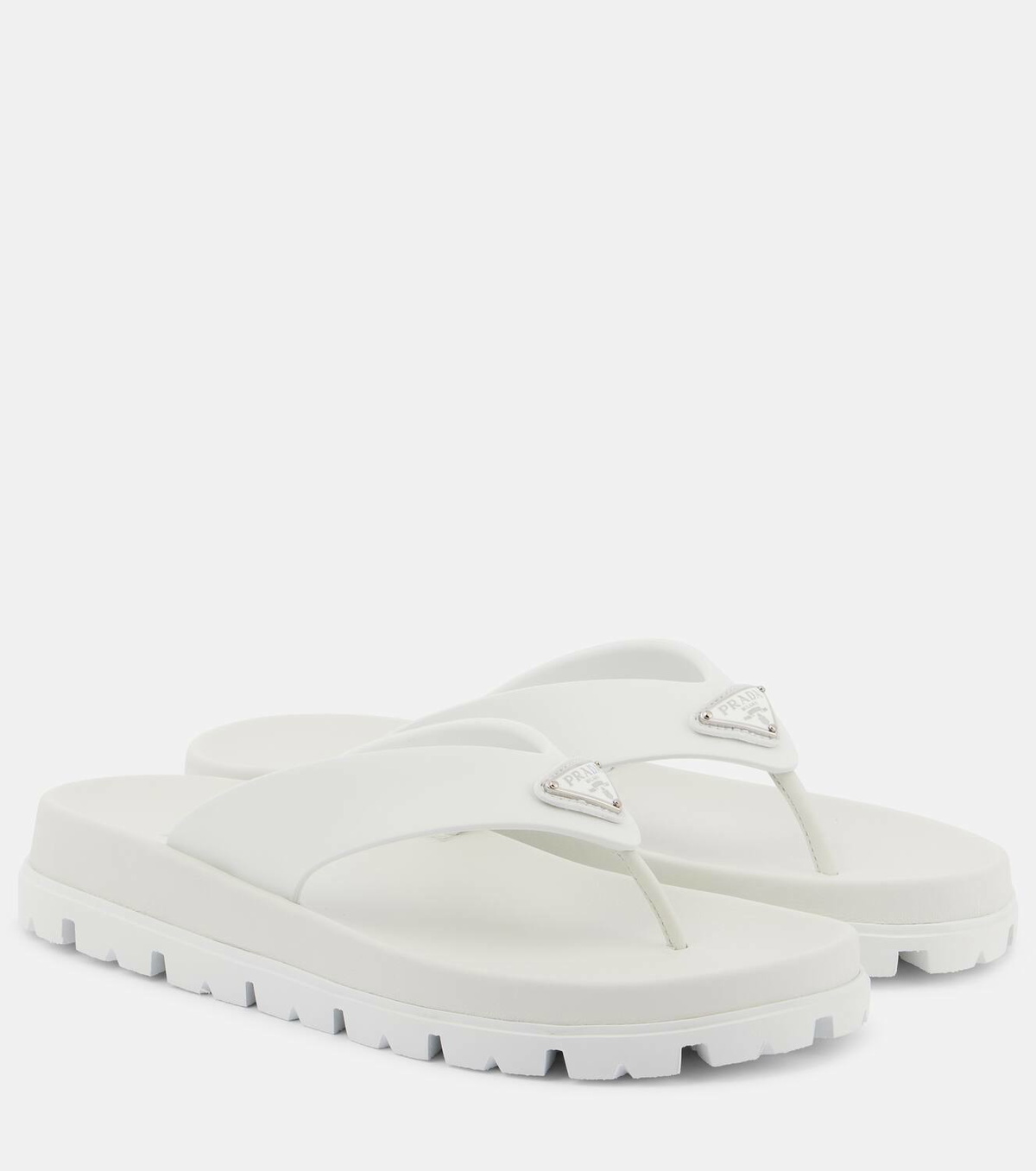 Prada Leather-trimmed thong sandals