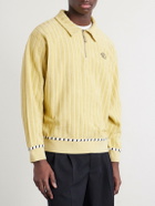 BODE - Croquet Ground Logo-Embroidered Cotton-Terry Half-Zip Sweater - Yellow