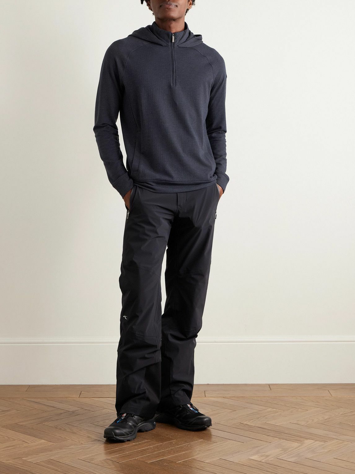 Kjus - Inverness Eco-Coffee Cotton-Blend Jersey Half-Zip Hoodie - Blue