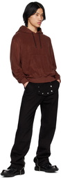 Youths in Balaclava Burgundy Embroidered Hoodie