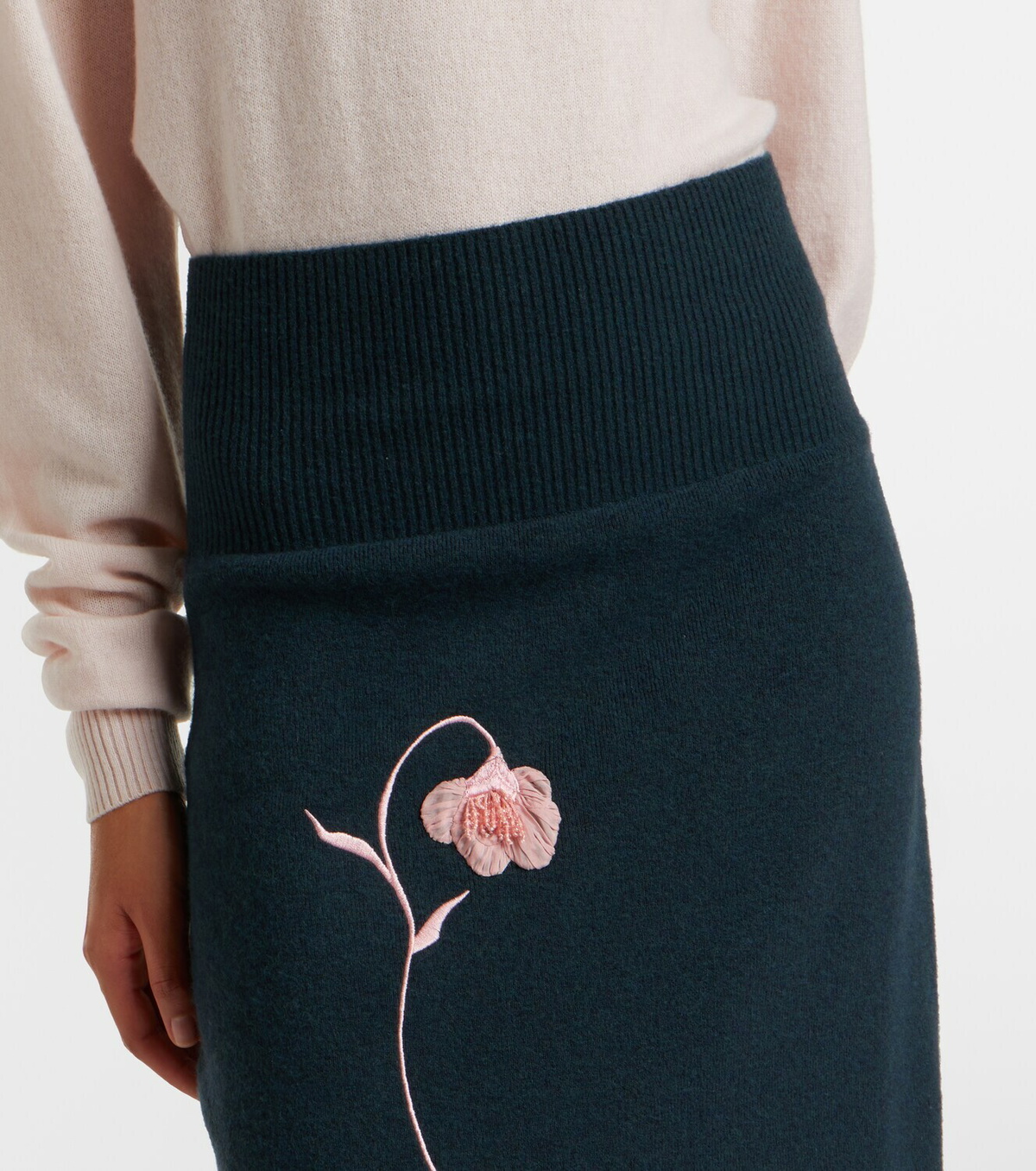 Erdem Floral-appliqué knitted midi skirt