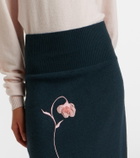 Erdem Floral-appliqué knitted midi skirt