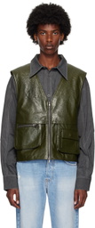 Andersson Bell Green Tonny Zip-Up Faux-Leather Vest