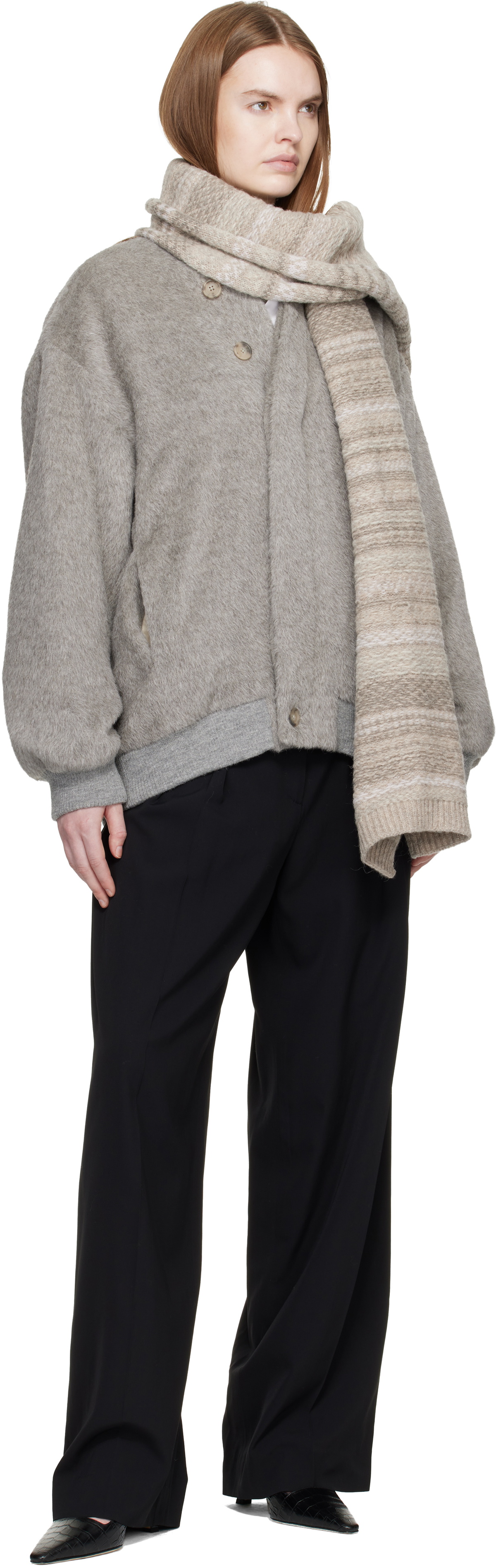 Lauren Manoogian SSENSE Exclusive Beige Jacquard Scarf