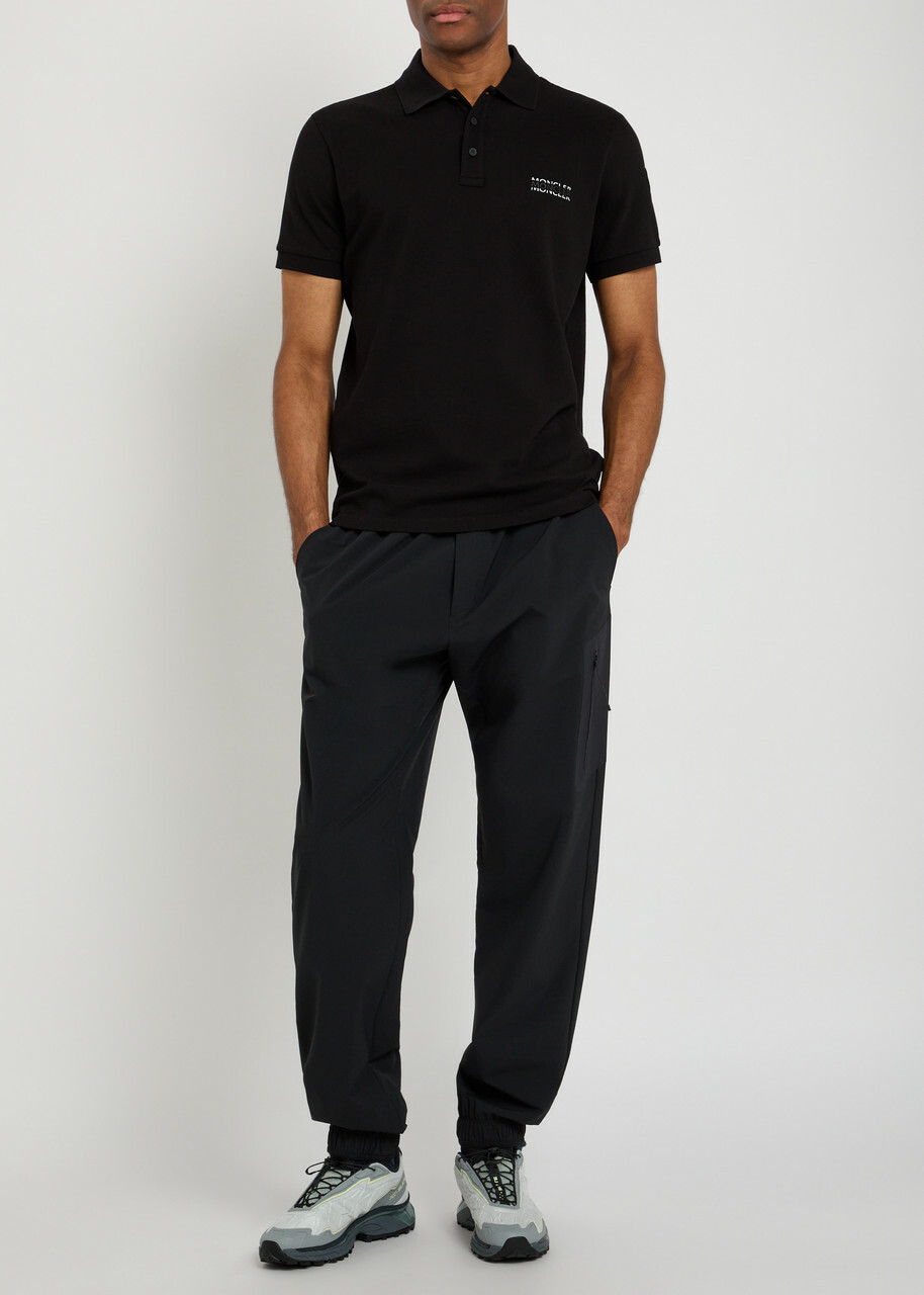 Moncler Logo-print Cotton Polo Shirt Black