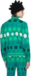 Charles Jeffrey Loverboy Green Graphic Runes Zip-Up Sweater