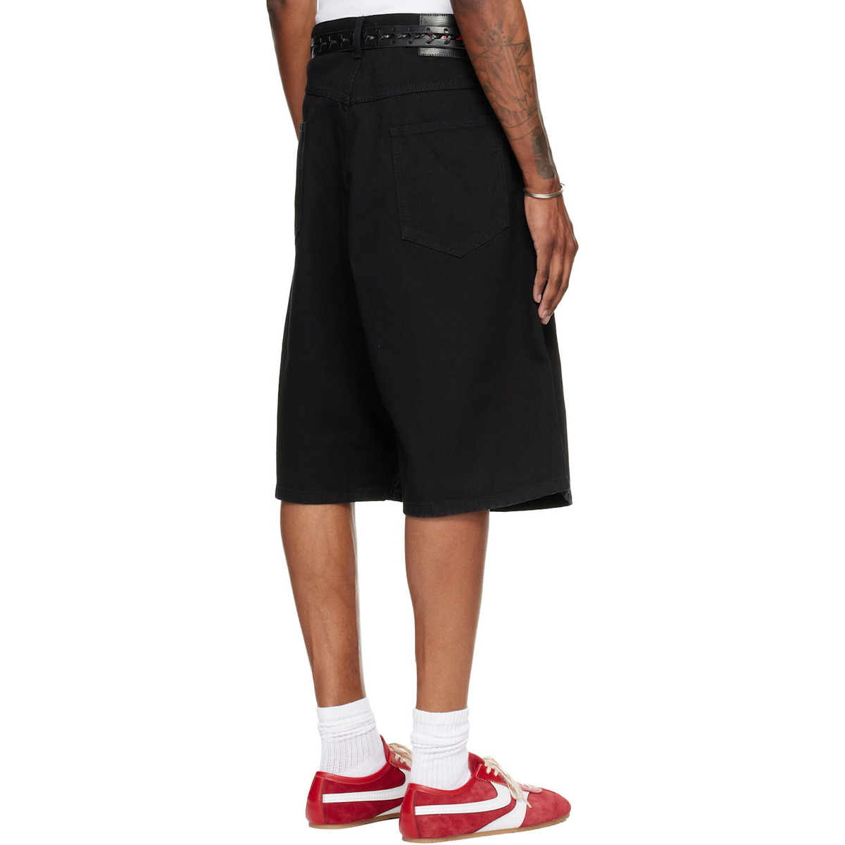 LU'U DAN Black Kriss Kross Denim Shorts