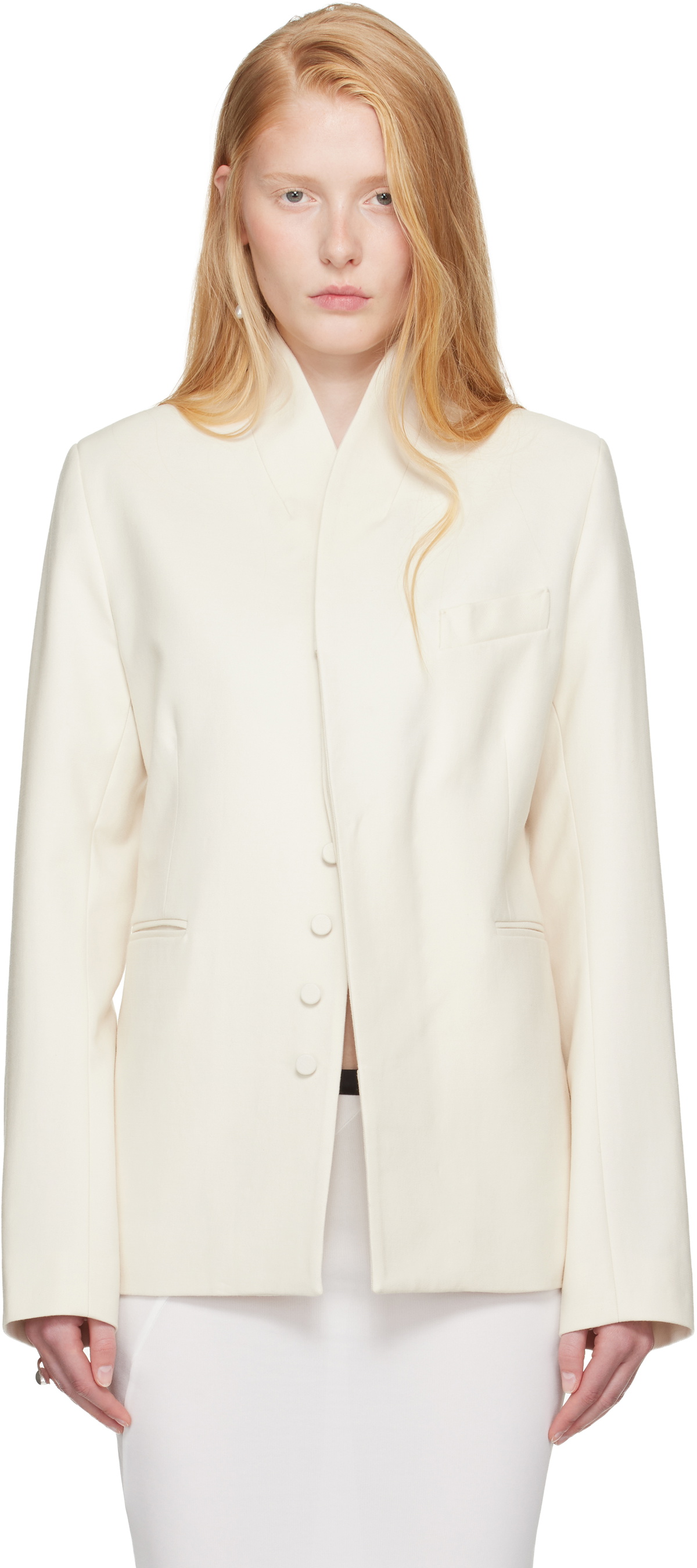 AARON ESH SSENSE Exclusive Bridal Capsule Collarless Blazer