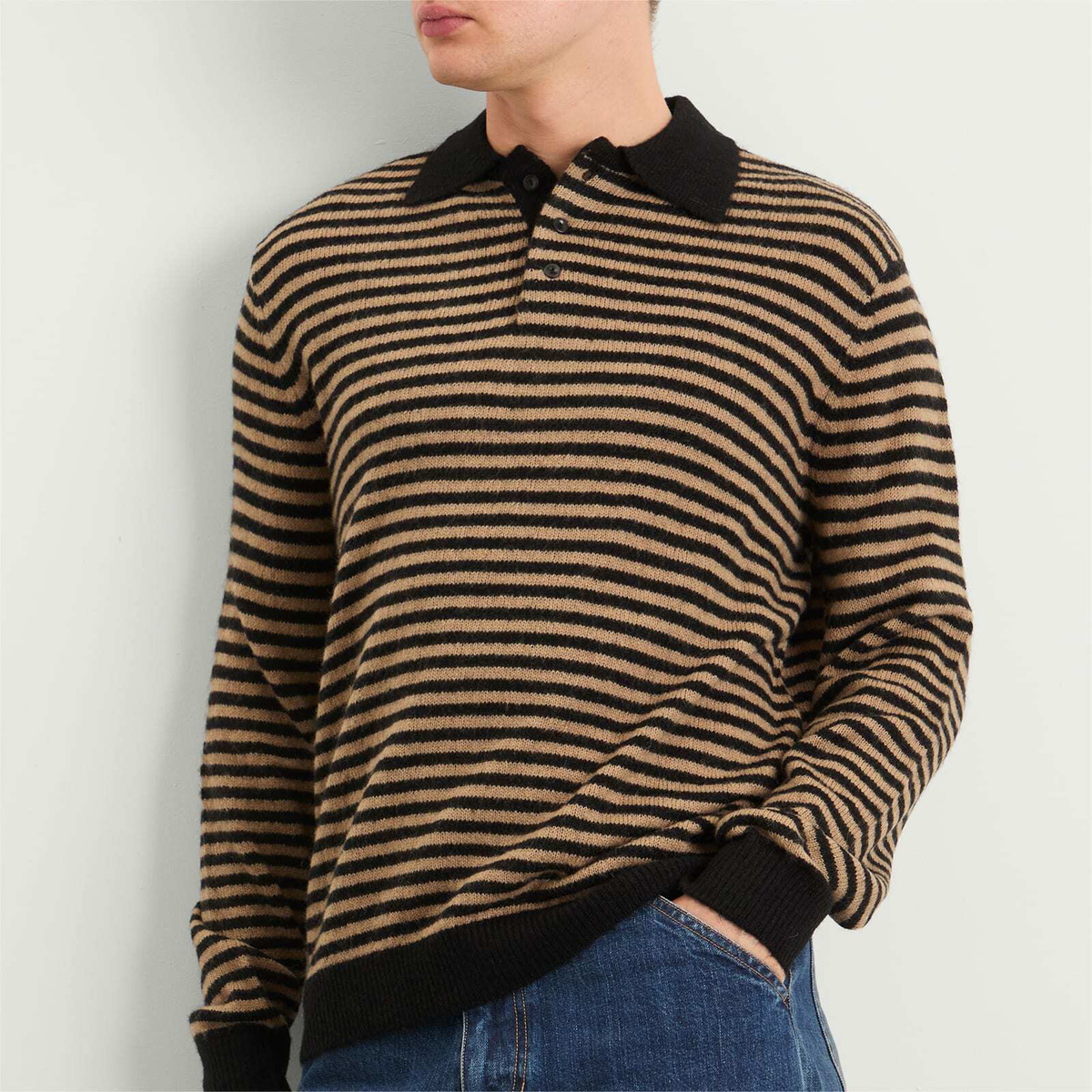 Carter Young Men's Stripe Leigh Polo in Black/Stripe