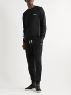 Hugo Boss - Slim-Fit Tapered Logo-Embroidered Cotton-Blend Jersey Sweatpants - Black