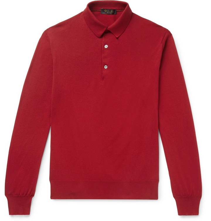 Photo: Loro Piana - Knitted Cotton Polo Shirt - Red