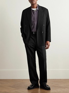 A.PRESSE - Double-Breasted Wool-Twill Blazer - Black