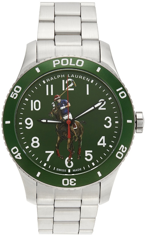 Photo: Polo Ralph Lauren Silver & Green Pony Polo 42mm Watch