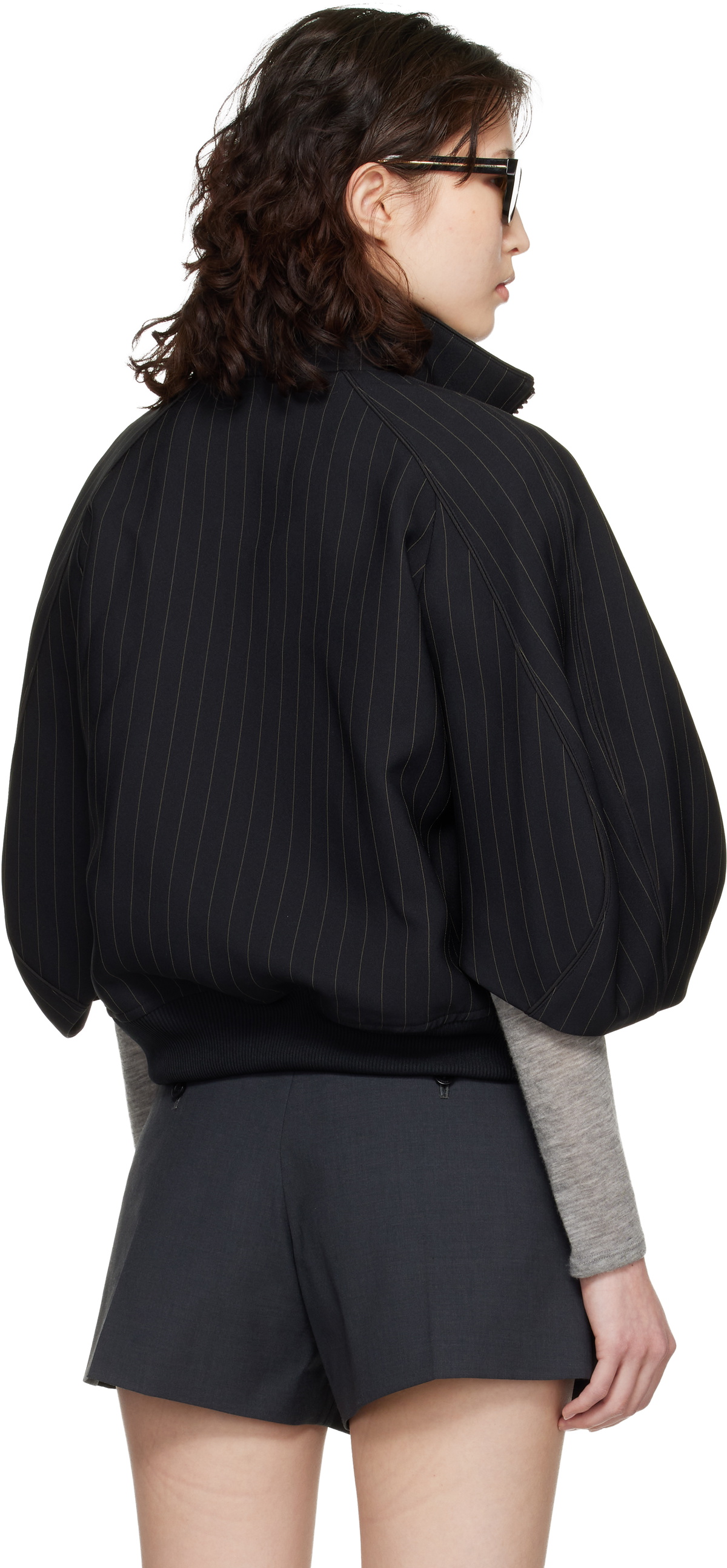 sacai Black Matelasse Twill Bomber Jacket