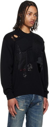 Junya Watanabe Black Cotton Jersey Patchwork Knit Sweater