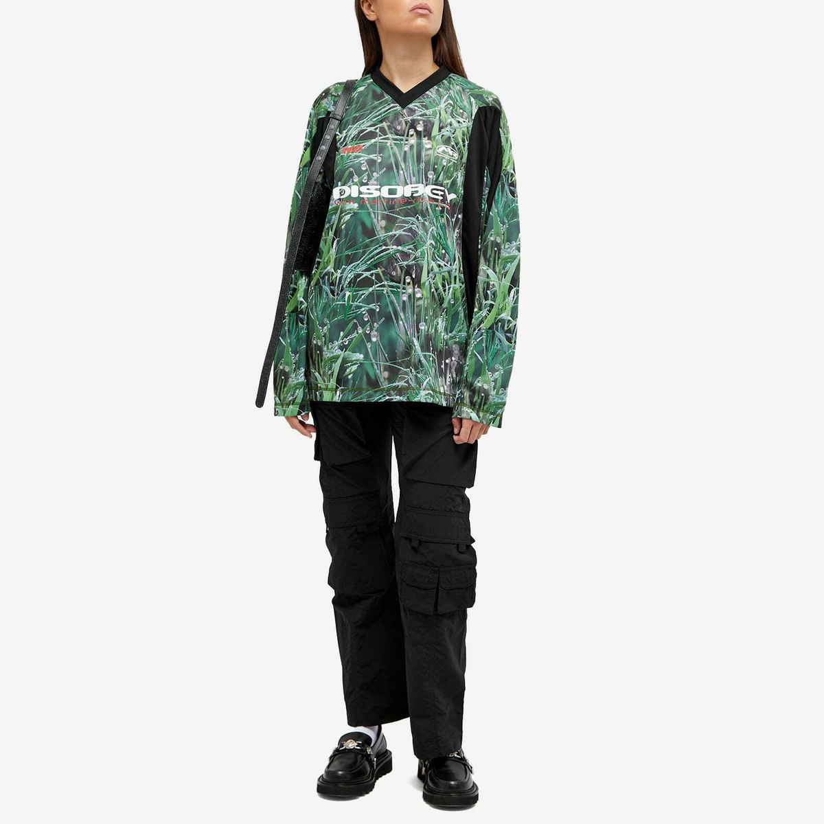 Martine Rose Women's Panelled Football Top in Grass Print