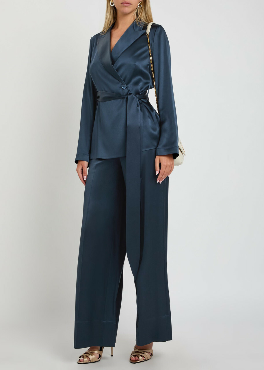 Joseph Archer Belted Wrap Silk Jacket Indigo