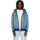 Off-White Blue Distressed Arrow Skate Zip Hoodie