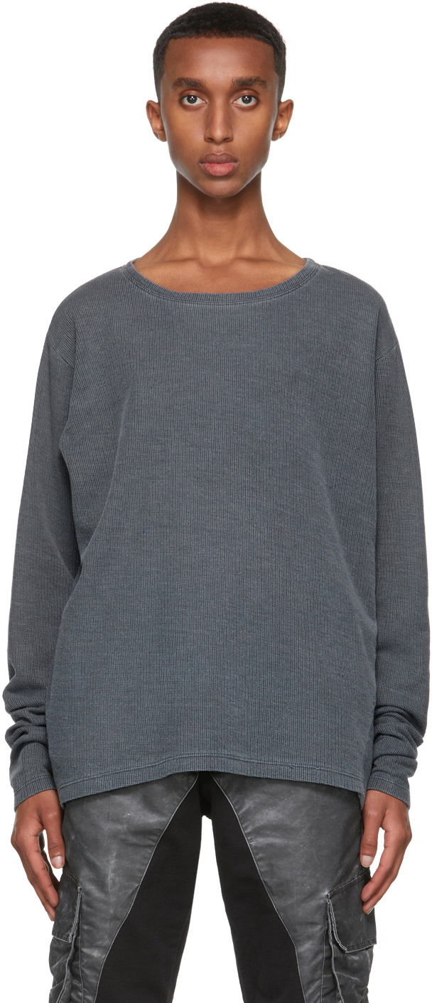 Greg Lauren SSENSE Exclusive Grey Flat Back Thermal Sweatshirt