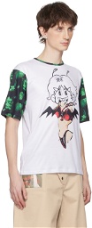 Chopova Lowena White Bat Girl Pin Up T-Shirt