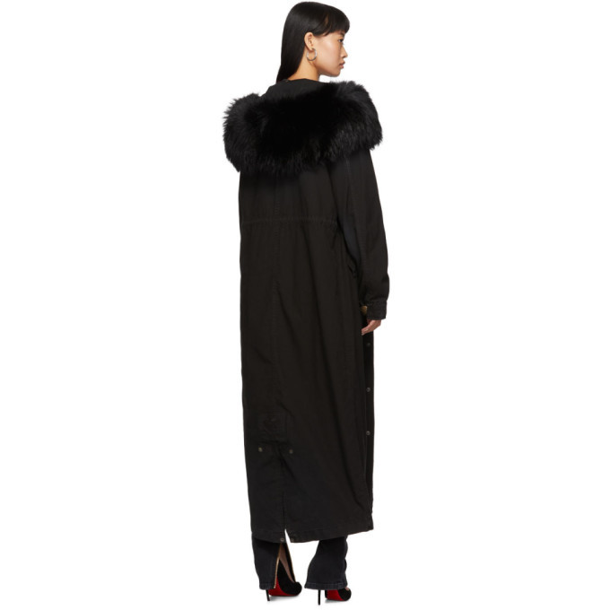 Mr and Mrs Italy SSENSE Exclusive Black Fur Long Jazzy Coat
