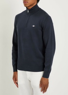 Gant Logo-embroidered Quarter-zip Cotton Jumper Navy