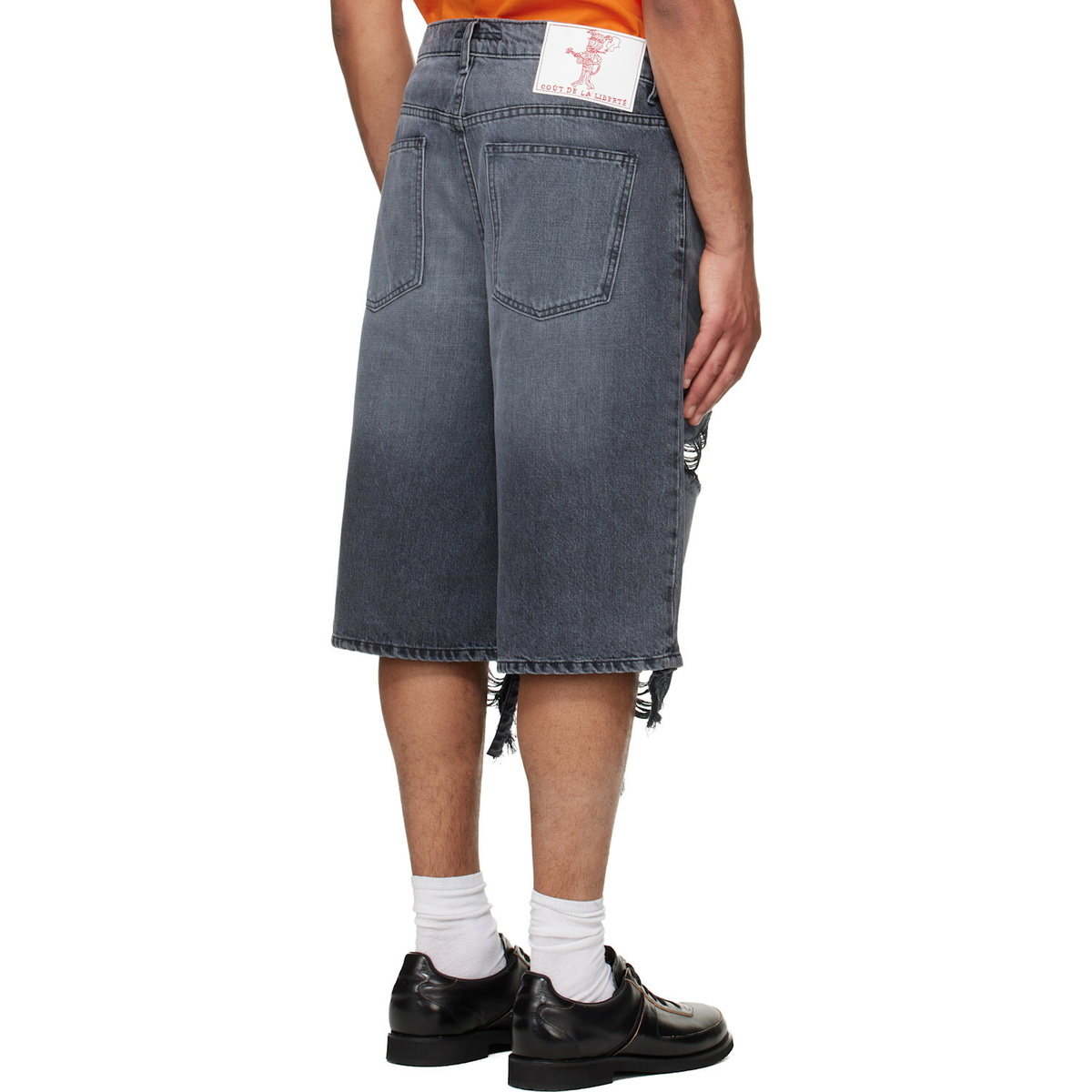 COÛT DE LA LIBERTÉ Black Zander Rigid Denim Baggy Shorts