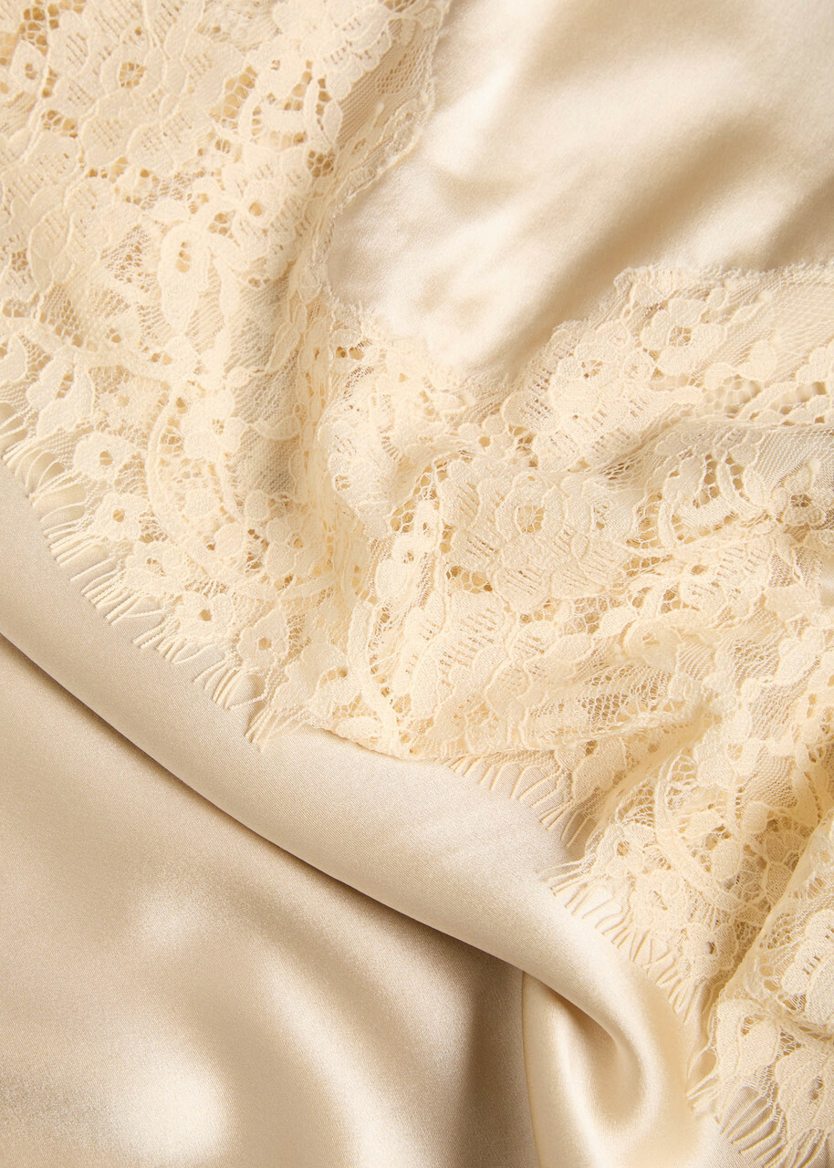 Reformation Carolina Lace-trimmed Silk-satin Midi Skirt Beige